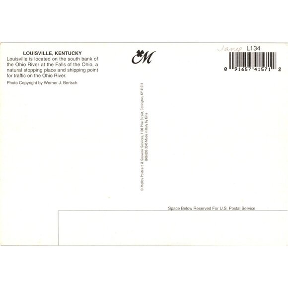 Louisville Kentucky Skyline Nighttime Fireworks Scenic Color Postcard Collectibl - Picture 2 of 2